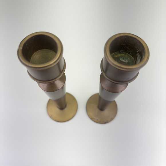 Vintage Art Deco Brass Candlesticks - Picture 4 of 6